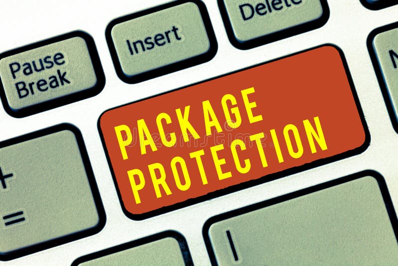 Handwriting Text Package Protection. Concept Meaning Wrapping and