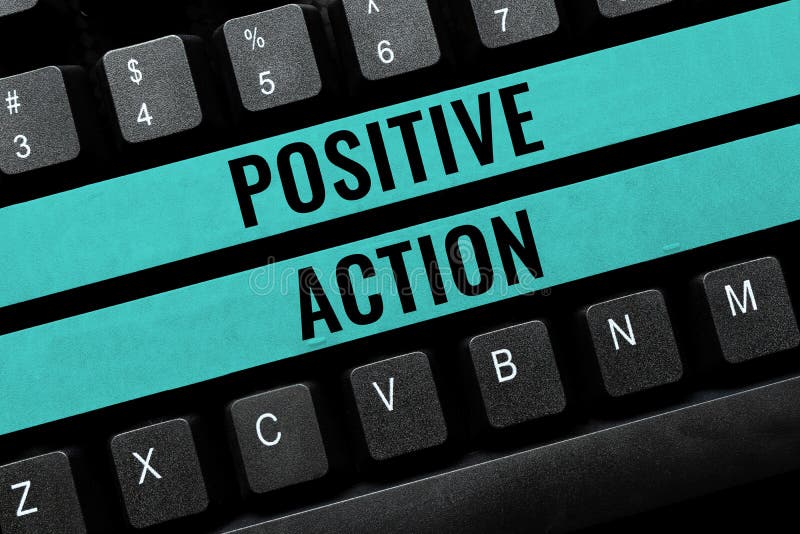 Handwriting text Positive Action. Concept meaning doing good attitude against certain situation Fine reaction Word stock photography