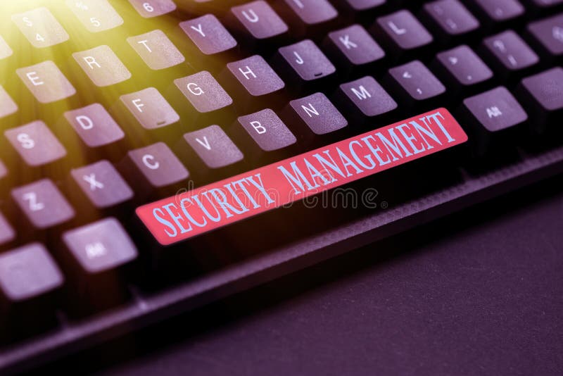 Handwriting text Security Management. Business showcase is the identification of an organization s is assets Typing royalty free stock image