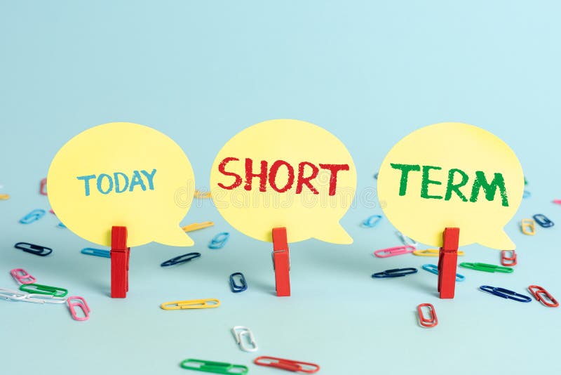 Handwriting text Short Term. Business showcase occurring over or involving a relatively short period of time Colorful stock photos