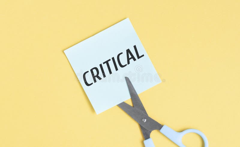 Handwriting text showing Critical. Conceptual photo Announcement Alert Time or Deadline Ending written on Sticky stock images