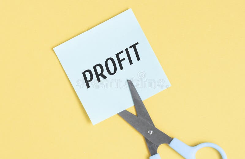 Handwriting text showing PROFIT. Conceptual photo on Sticky Note Paper Cutting royalty free stock photo