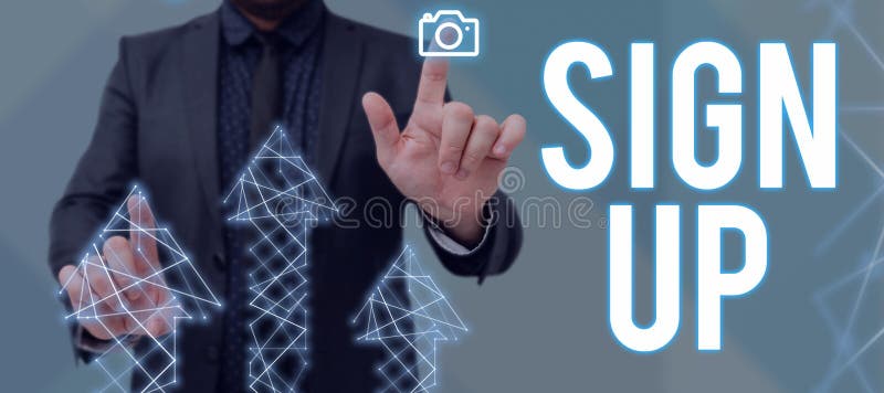 Handwriting text Sign Up. Business approach use your information to register in website team college or blog royalty free stock image