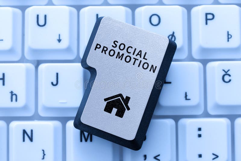 Handwriting text Social Promotion. Word for evaluate the functionality of a software application. Text sign showing Social Promotion, Conceptual photo evaluate the functionality of a software application