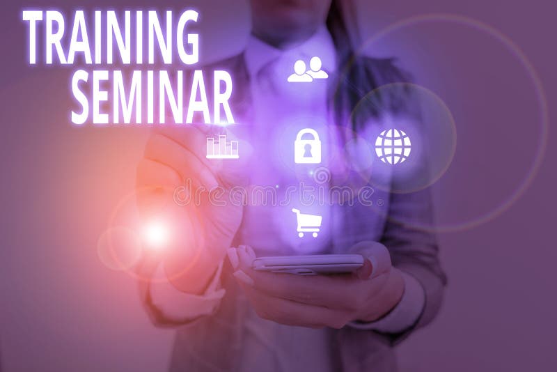 Handwriting text Training Seminar. Concept meaning graduate course often featuring informality and discussion. stock photography
