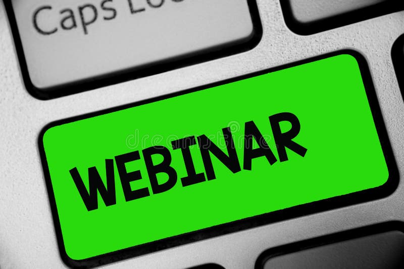 Handwriting text Webinar. Concept meaning defined as seminar conducted over the Internet Web conferencing Keyboard green key Inten stock image Handwriting text Webinar. Concept meaning defined as seminar conducted over the Internet Web conferencing Keyboard green key Inten stock image