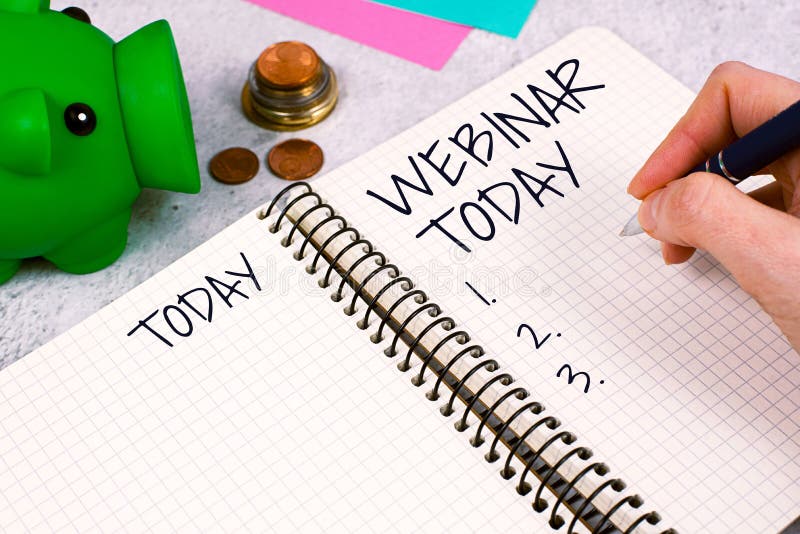 Handwriting text Webinar Todaytelling someone that have seminar conducted over Internet. Business approach telling royalty free stock photos