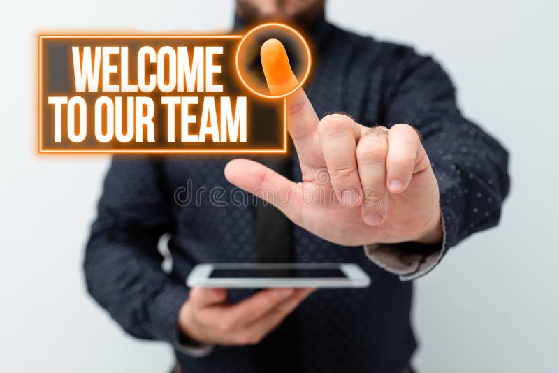 Handwriting text Welcome To Our Team. Word Written on introducing another person to your team mates Presenting New royalty free illustration