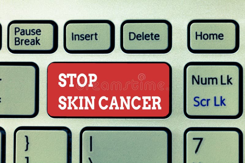 Handwriting text writing Stop Skin Cancer. Concept meaning Avoiding prolong exposure to ultraviolet radiation