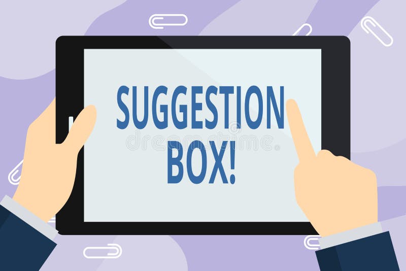 Handwriting text writing Suggestion Box. Concept meaning container which showing can leave comments about something royalty free illustration