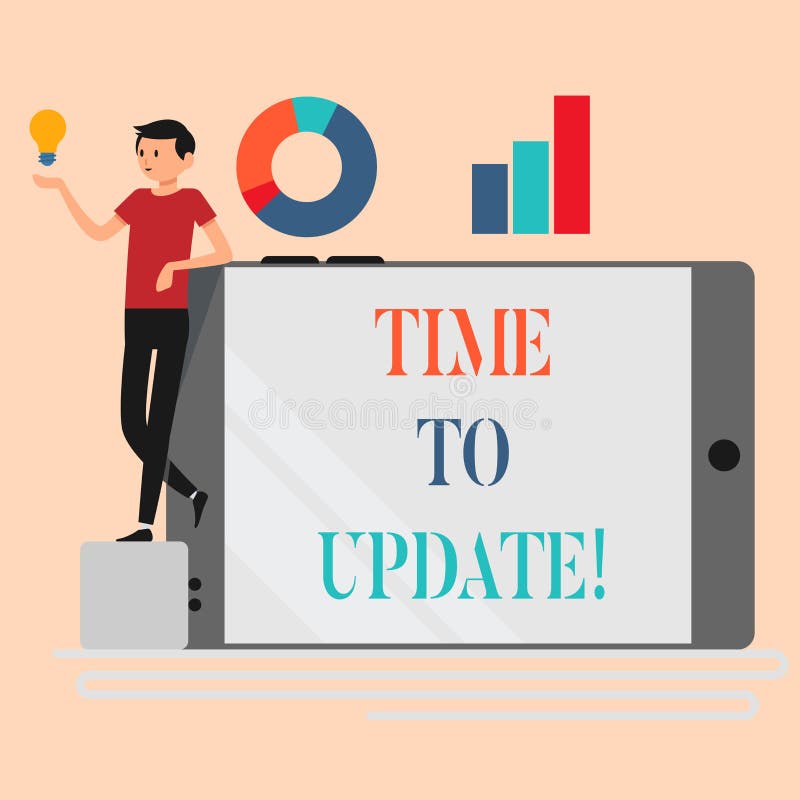 Handwriting Text Writing Time To Update. Concept Meaning the Latest