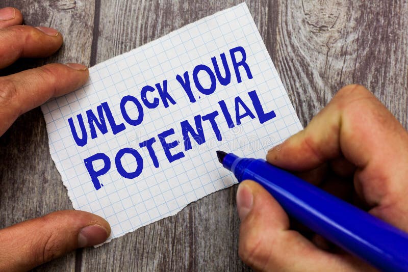 Handwriting text writing Unlock Your Potential question. Concept meaning Maximize your Ability Use God given gift.