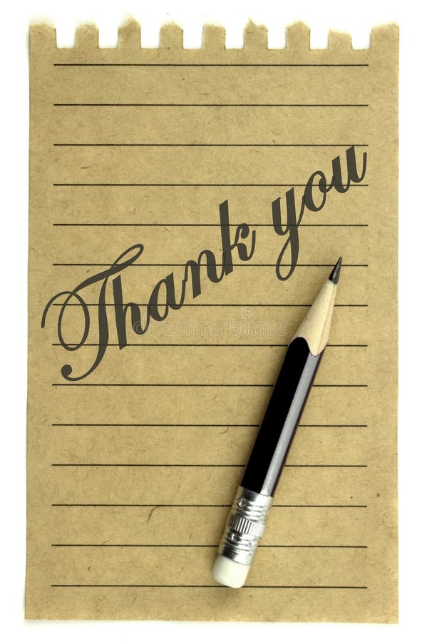 Handwriting Thank You on a Natural Note Paper and Pencil Stock Photo Image of happy, concept