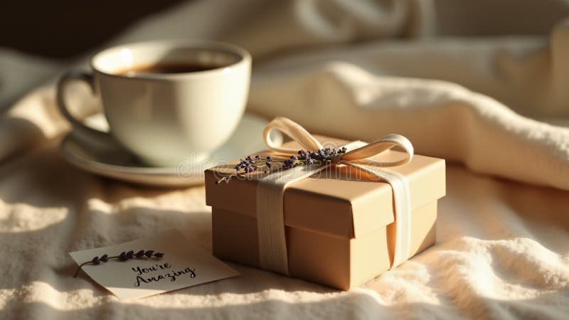 A handwritten card. A cozy blanket and a cup of coffee create a serene and inviting vibe vector illustration