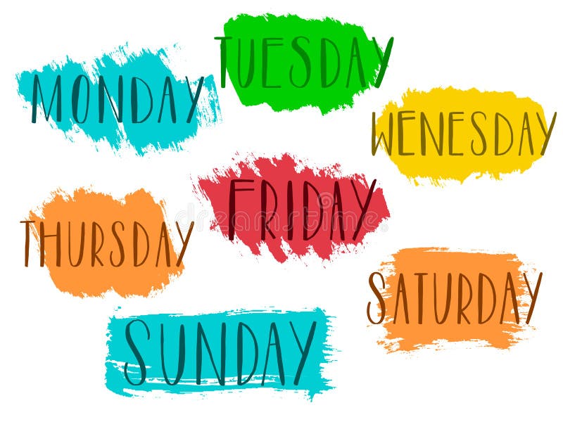 7 Days of the week. Sunday, Monday, Tuesday, Wednesday, Thursday, Friday,  Saturday. Colorful words for planner, calendar, etc. 4938967 Vector Art at  Vecteezy