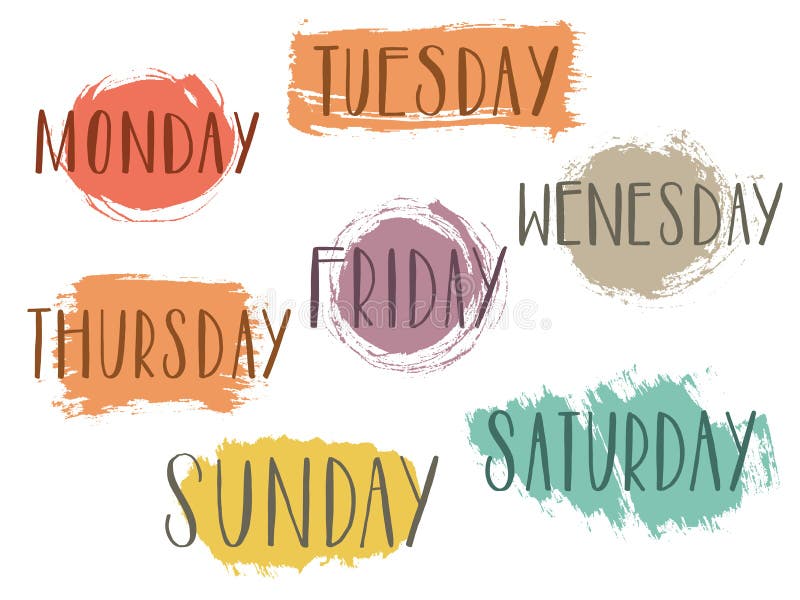 Days Of The Week Monday Tuesday Wednesday Thursday Friday Saturday Sunday  Vector Illustration Lettering Ink Illustration - Arte vetorial de stock e  mais imagens de Agenda Pessoal - iStock