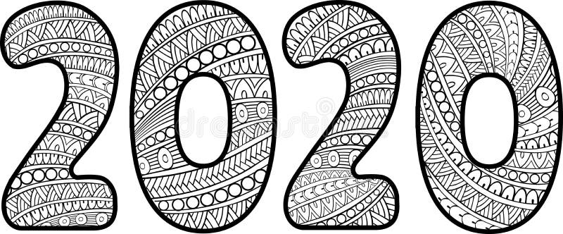 Download Handwritten Doodle Number 2020 Stamped With Zen-tangle ...