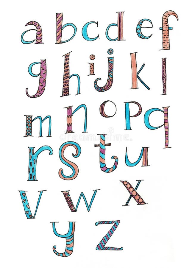 Handwritten English Alphabet. Lettering Freehand Typeface. Stock ...