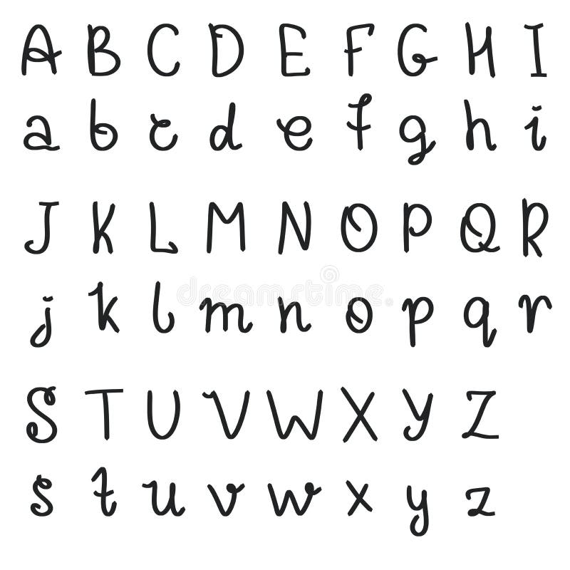 Handwritten Font Alphabet Simple Letter, Vector Stock Vector ...