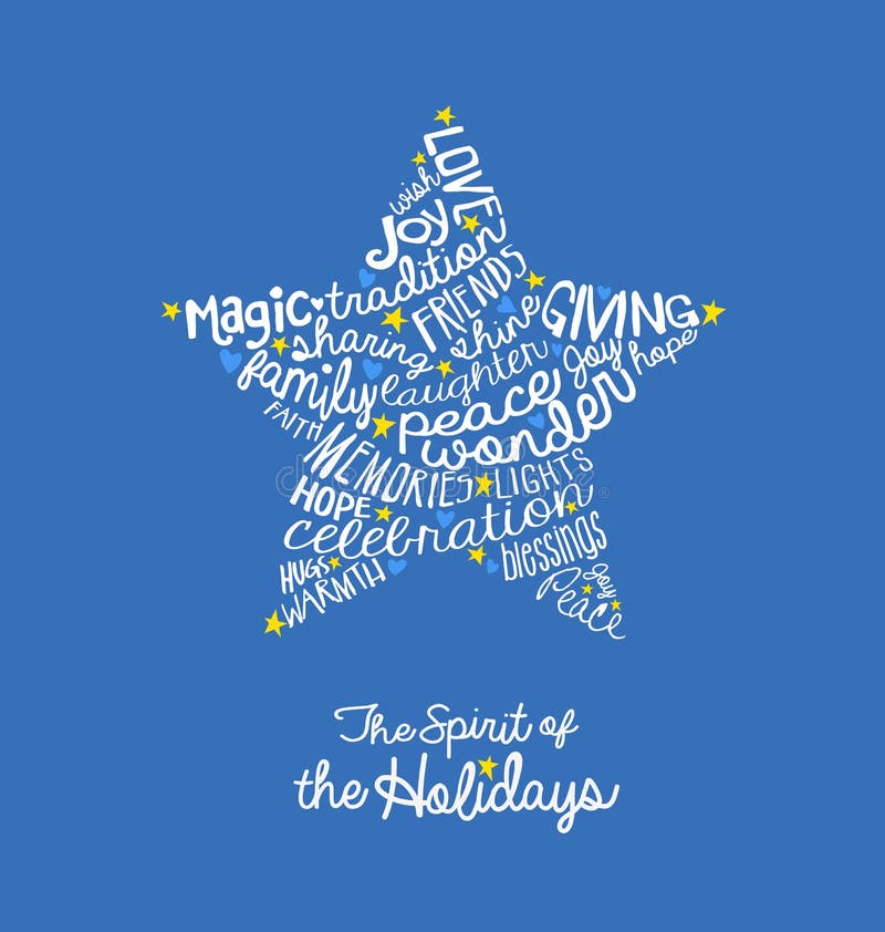 Handwritten Holiday star card Word Cloud design