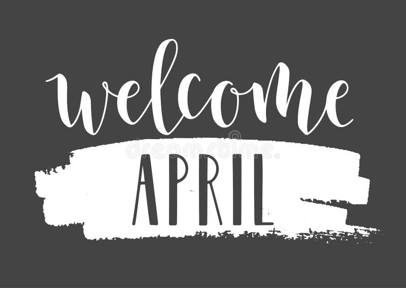 Handwritten Lettering of April. Vector Illustration Stock