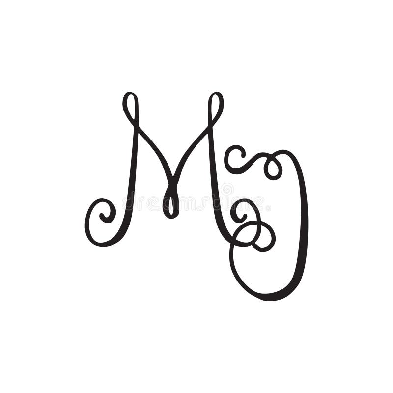 Handwritten Monogram MJ Icon Stock Vector - Illustration of feminine ...