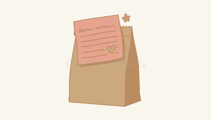 A handwritten note tucked into lunch expressing love and gratitude serving as a personalized touch of words of vector illustration