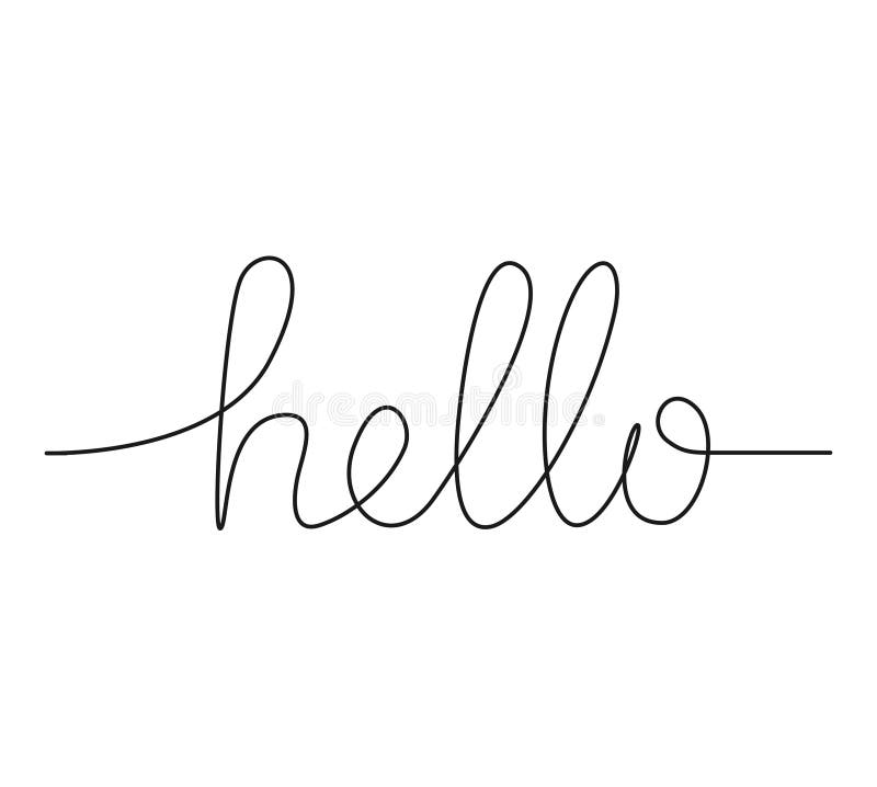 Handwritten word HELLO, continuous line drawing vector illustration