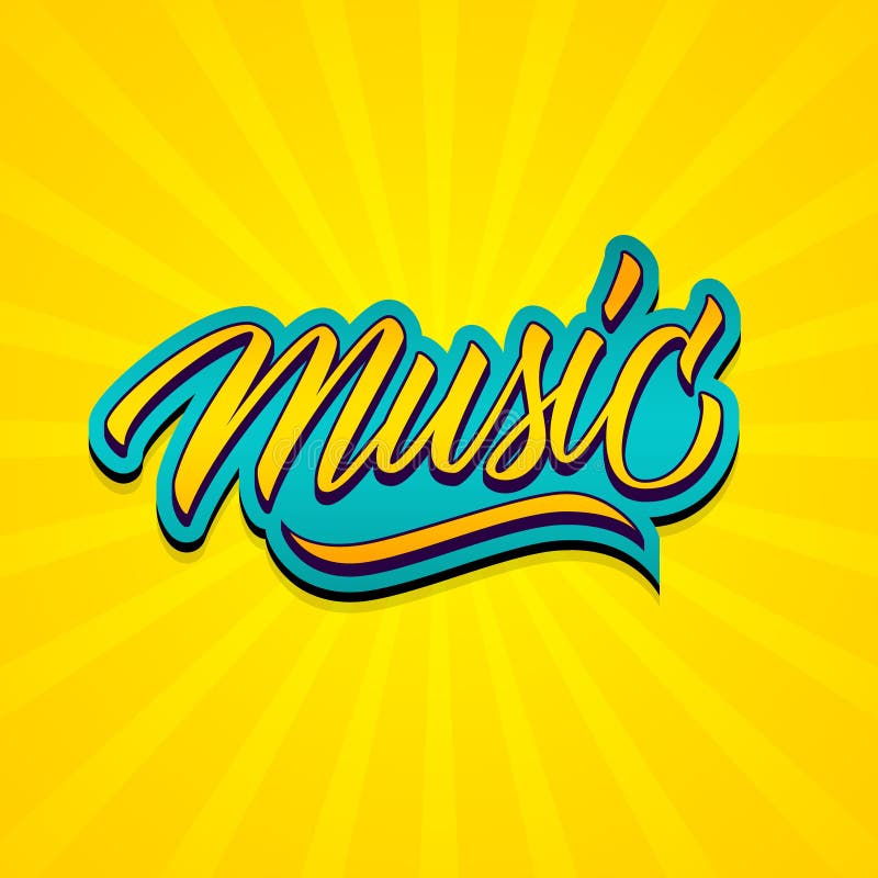 Handwritten word Music. Hand drawn lettering. Calligraphic element for your design. stock illustration