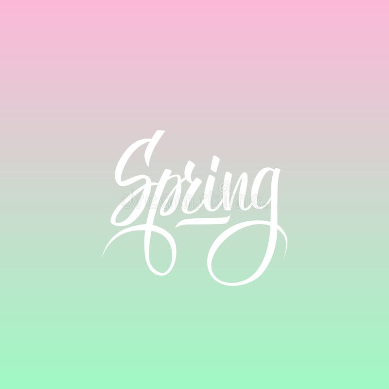 Handwritten word Spring. Hand drawn lettering on blurred background. vector illustration Handwritten word Spring. Hand drawn lettering on blurred background. vector illustration