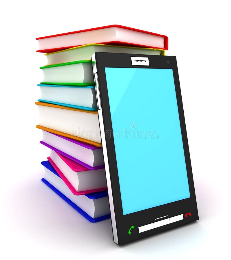 Handy Und Bücher Stock Abbildung. Illustration Von Internet - 18428236