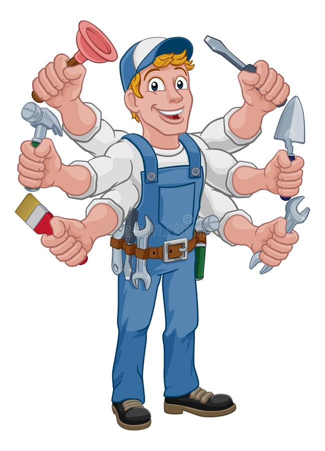 Handyman Cartoon Tools Caretaker Construction Man