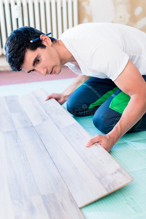Handyman Flooring in Home Construction Site Stock Photo Image of