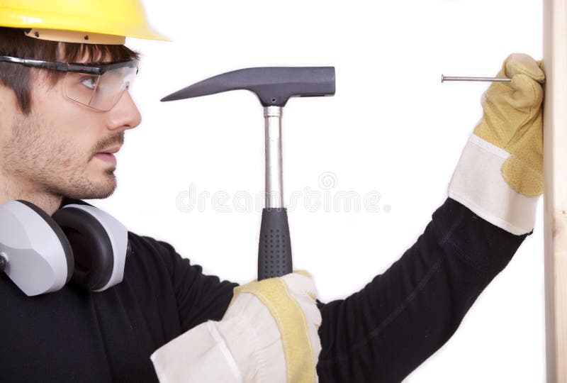 Handyman with hammer