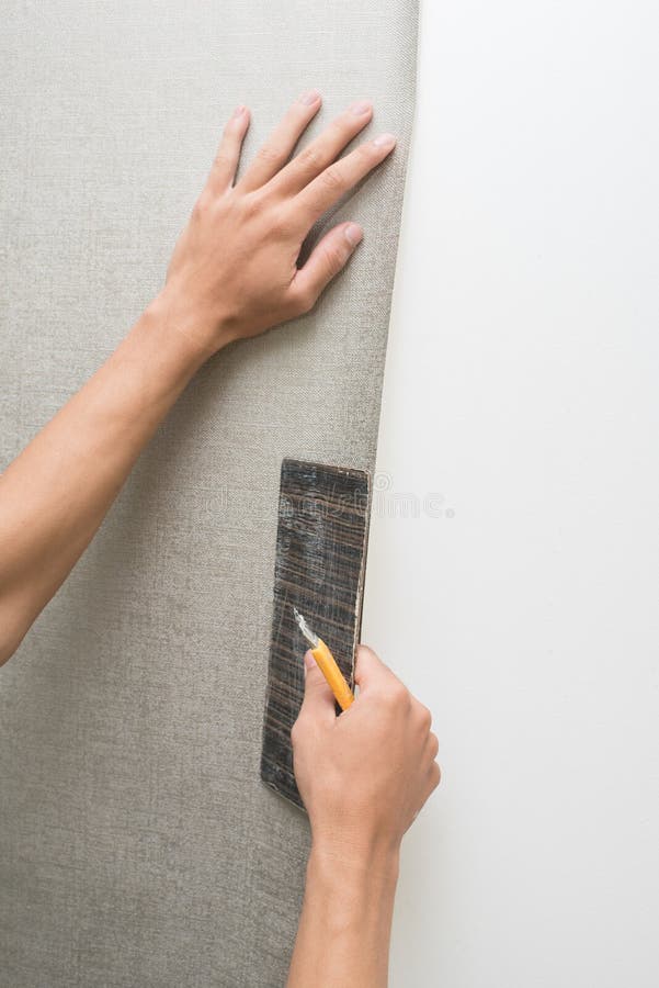 Handyman Putting Up Wallpaper Walls Stock Photos Free & RoyaltyFree