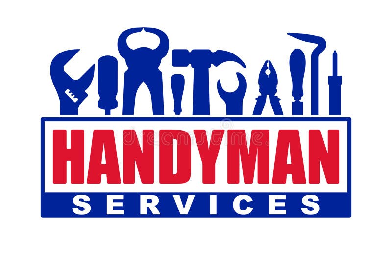 Handyman Services Vector Design for Your Logo or Emblem with Red Stock