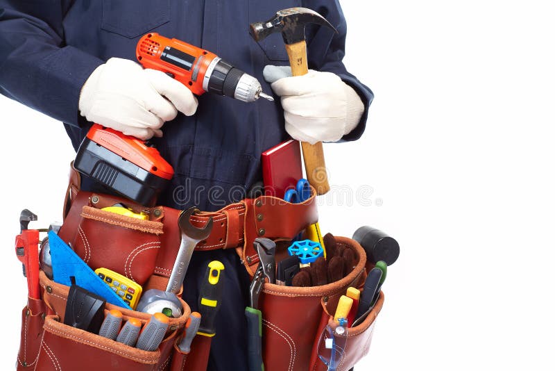 Handyman with a tool belt. stock image. Image of development 35580167