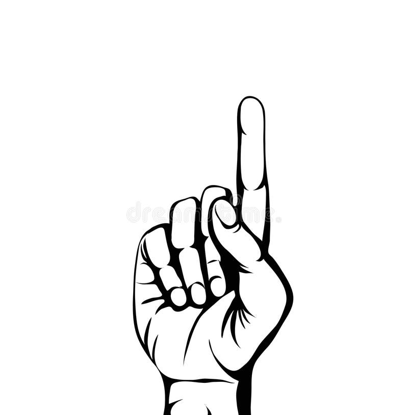 Handzeichen, das oben zeigt Der Zeigefinger angehoben Leerer Raum f lizenzfreie abbildung