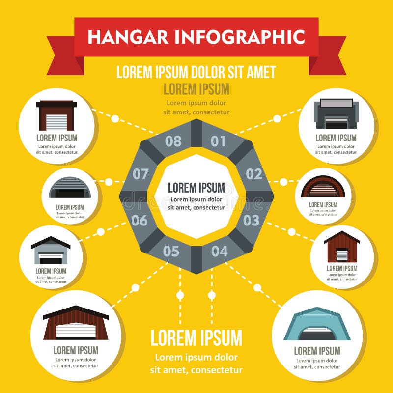 Hangar infographic concept, flat style royalty free illustration