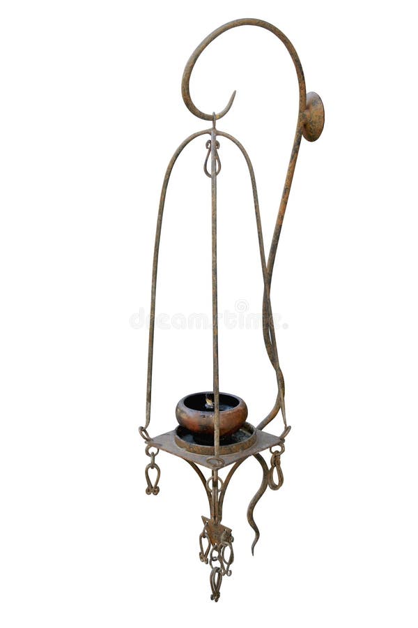 Hangende die Olielamp op Witte Achtergrond wordt geïsoleerd stock foto Hangende die Olielamp op Witte Achtergrond wordt geïsoleerd stock foto