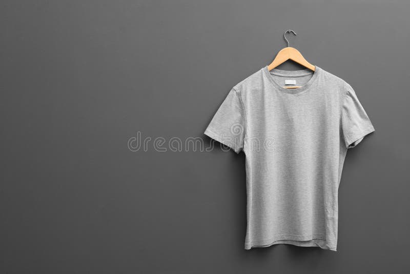 Download Hanger With Blank T Shirt On Grey Background Stock Photo Image Of Plain Pattern 122072608