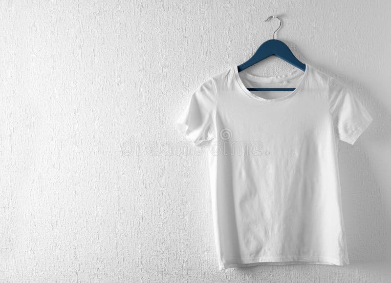 Download Hanger With White T Shirt Mockup For Design Stock Photo Image Of Light Apparel 147163986