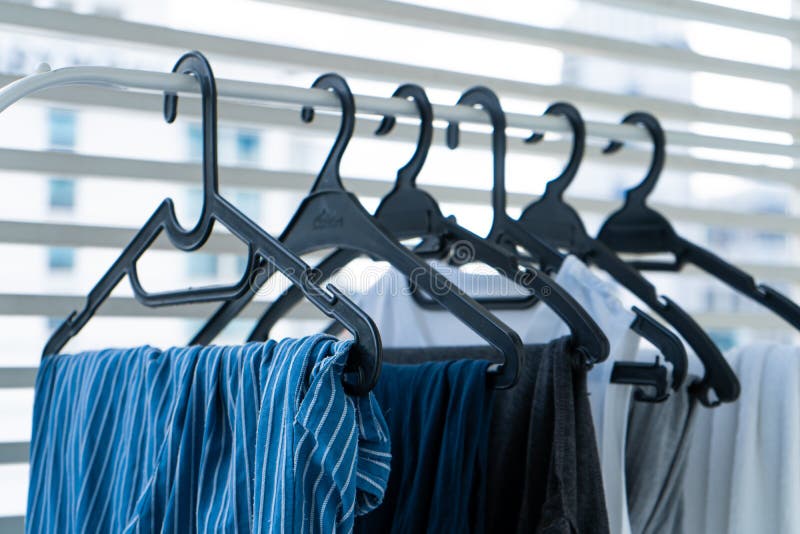 Hangers with Clothes Drying on the Balcony Stock Image Image of white