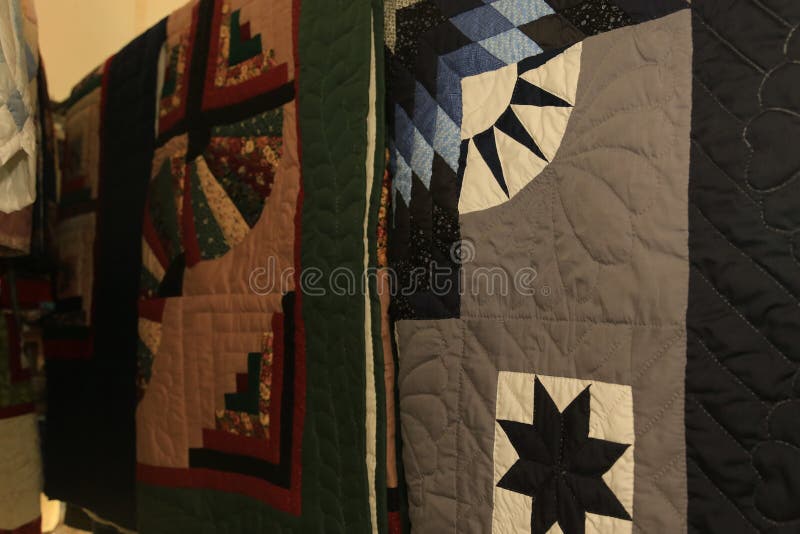 Hanging Black sunrise and other  Amish Handmade heart square Quilt2