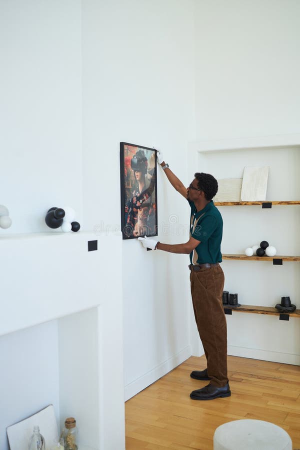 Hanging Artwork in Modern Minimalist Interior Setting royalty free stock photos