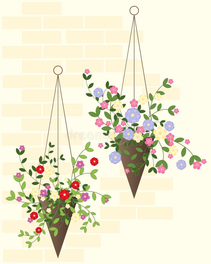 Summer hanging baskets stock vector. Illustration of house 17400659