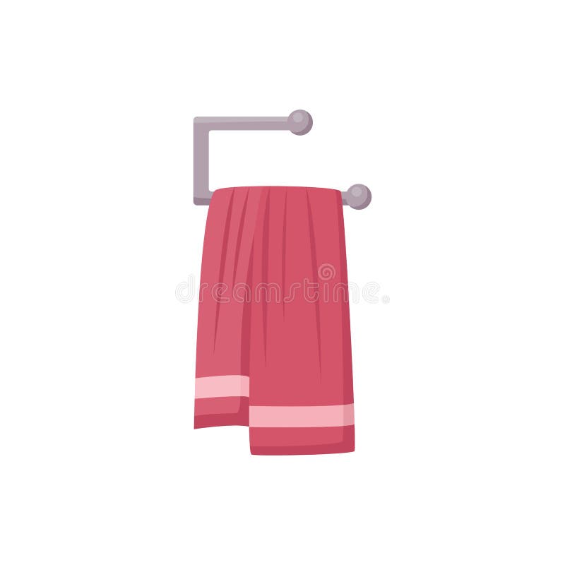 Hanging Bath Soft Pink Towel Cartoon Icon, Flat Vector Illustration  Isolated. Stock Vector - Illustration of hanging, bath: 192437557