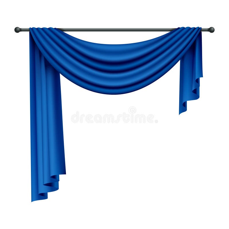 Hanging Blue Curtain Composition Stock Vector Illustration of