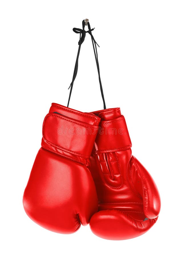 Hanging boxing gloves