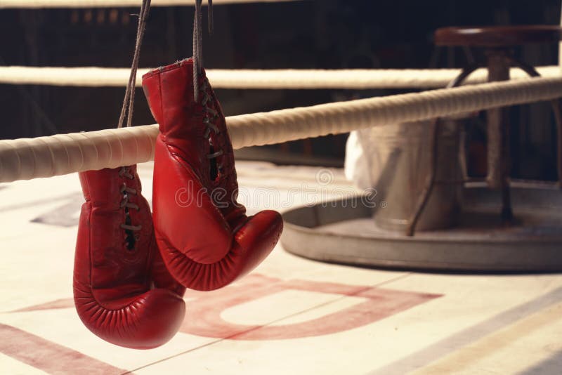 Hanging Boxing Gloves on a Rope in Horizontal Stock Photo Image of